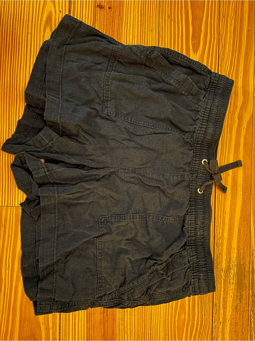 Women’s Linen Navy Blue Drawstring Casual Shorts